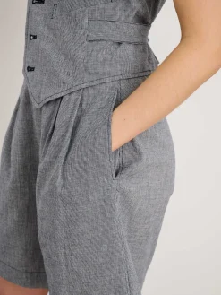 Drill Shorts In Houndstooth