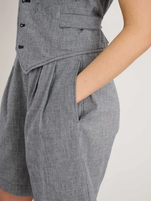 Drill Shorts In Houndstooth