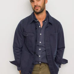 Garment Dyed Work Jacket In Recycled Denim