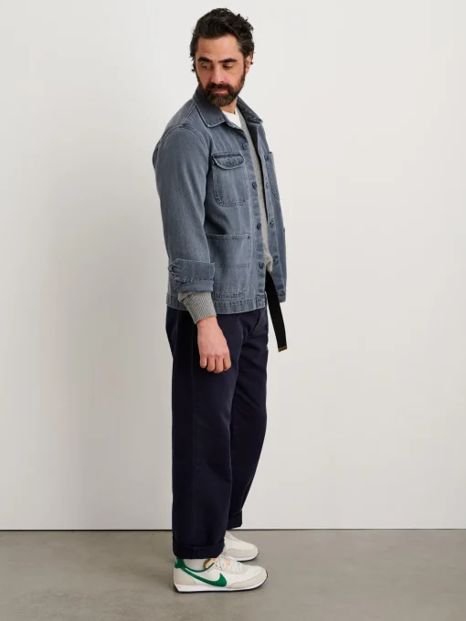 Garment Dyed Work Jacket In Recycled Denim