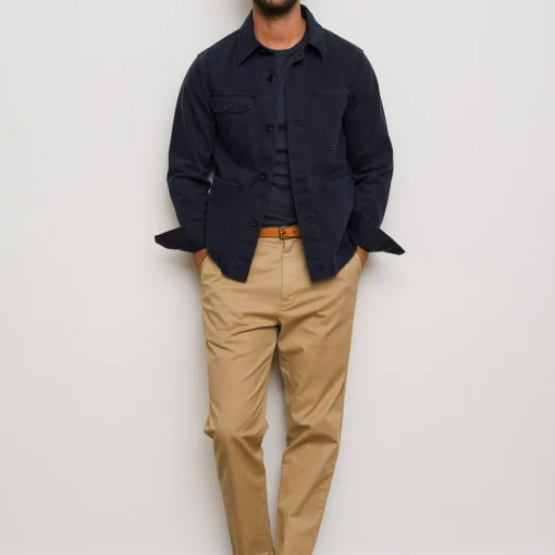 Garment Dyed Work Jacket In Recycled Denim